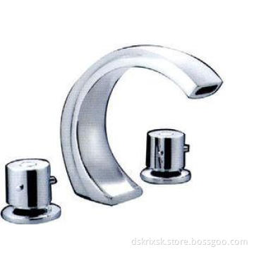 Chrome Polished Double Rotated Handle Mixer Taps Brass For